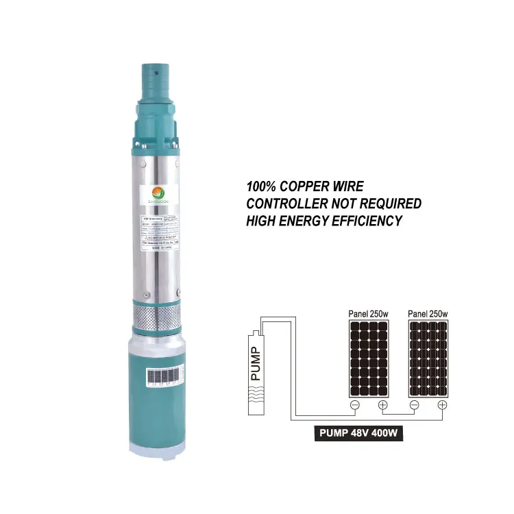 3 Inch 300W 36V Plastic Impeller Brush Solar Water Pump Solar Powered  Brush Submersible Solar Pump for Deep Well