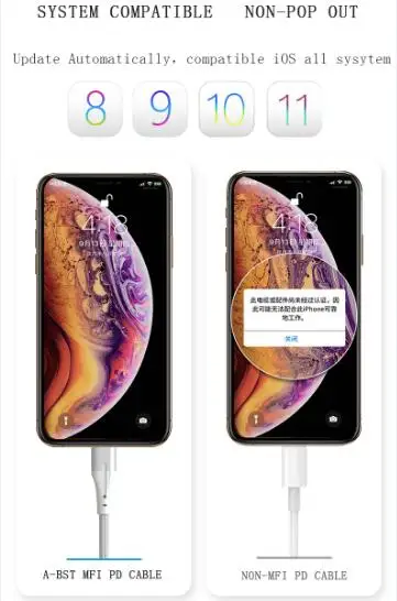 A-BST New arrival mfi certified fast charging type c to C94 lighting PD charger data cable for iphone 8/X/XMAX/XR/11