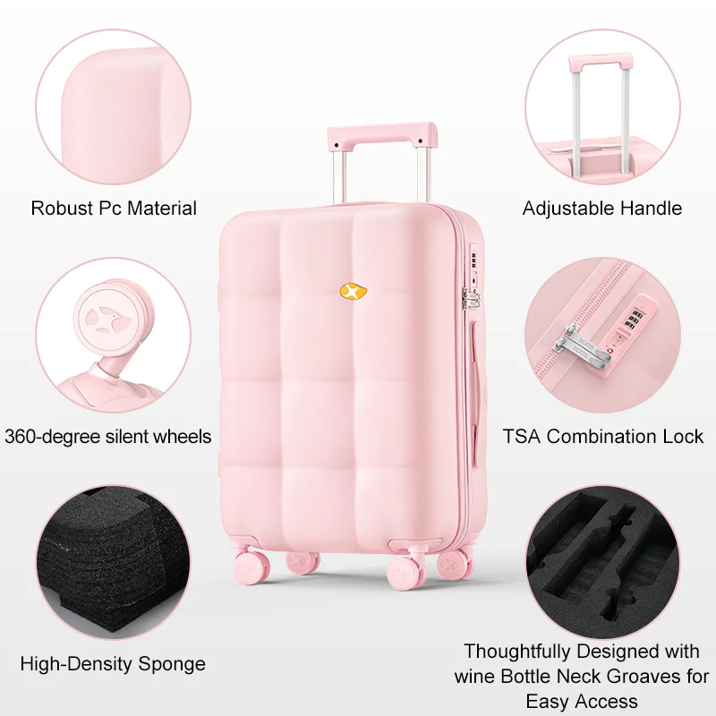 Hot sale Wine Connoisseurs 24 inch Protective Transport 10 Bottles 750ml Wine Suitcase 100% PC Trolley Luggage for Travel