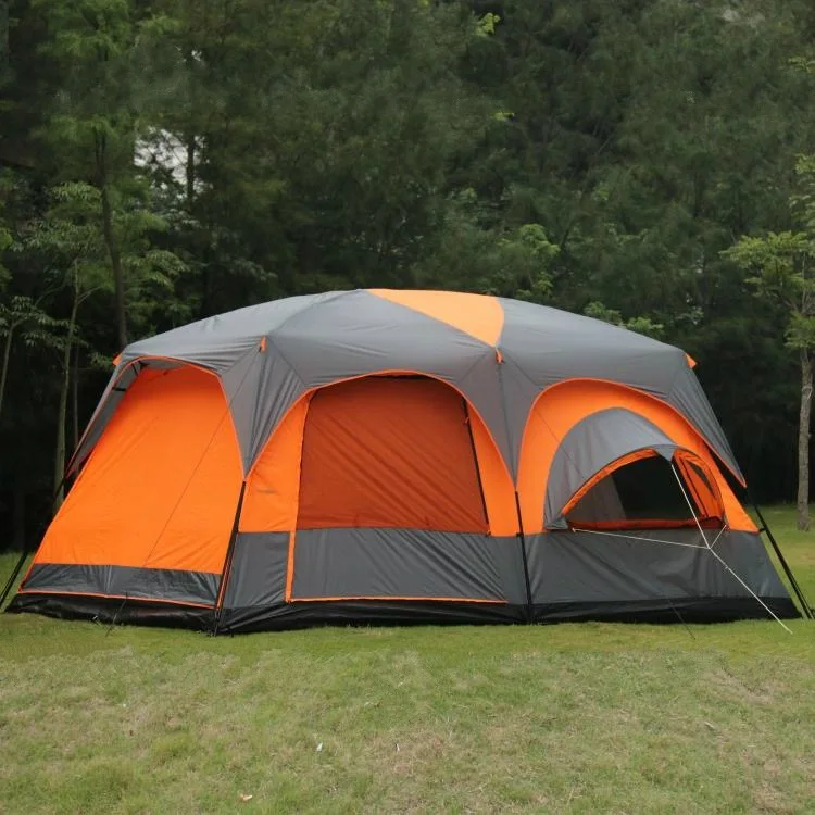 Large Family 3 Rooms Camping Tent Outdoor 8-12 Persons Luxury Tent For Camping Hiking Leisure Time Waterproof Tent