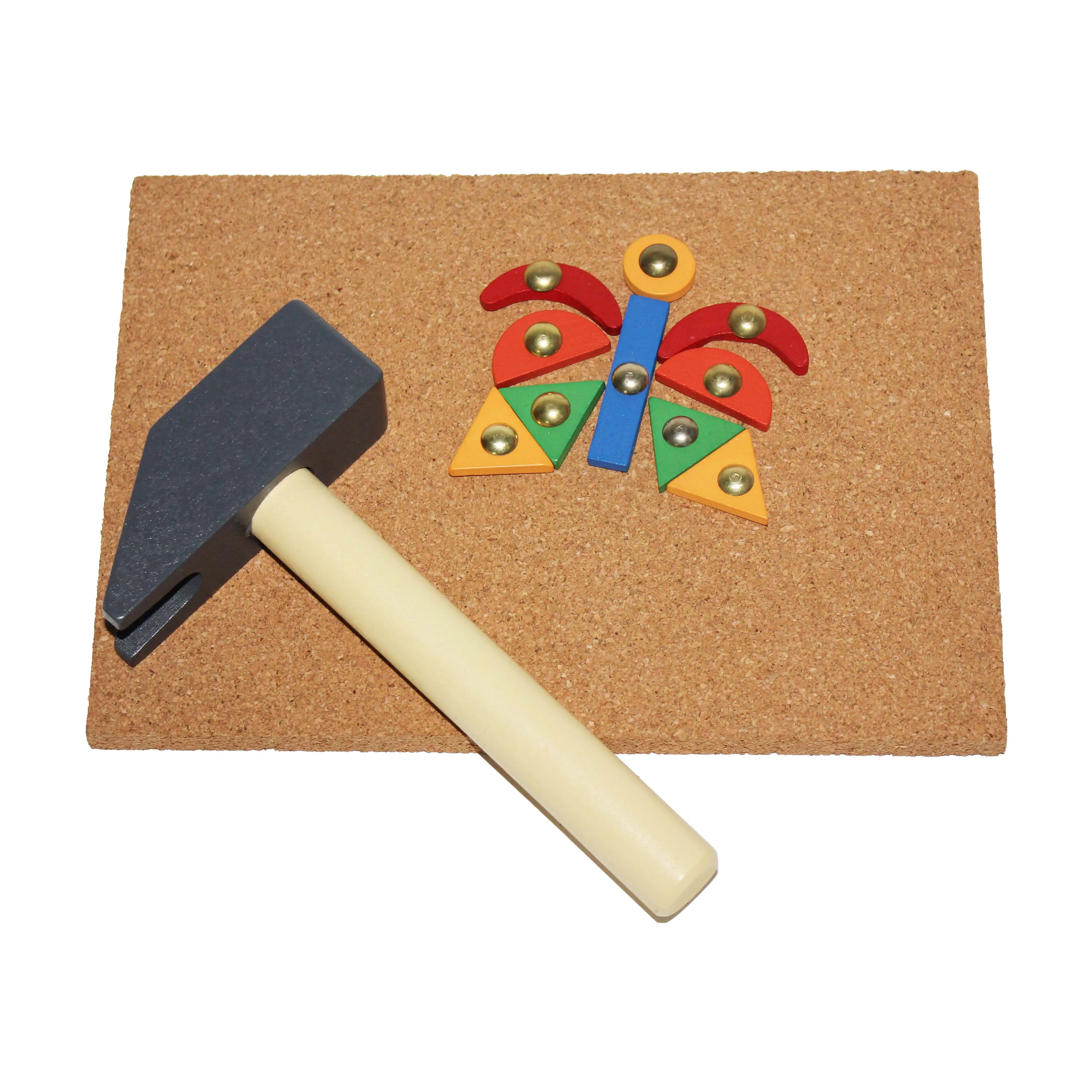 Eco-friendly Cork DIY Game Nail Puzzle Toy with Hammer  Intelligent DIY Gift Assemble Educational Toy for Kids