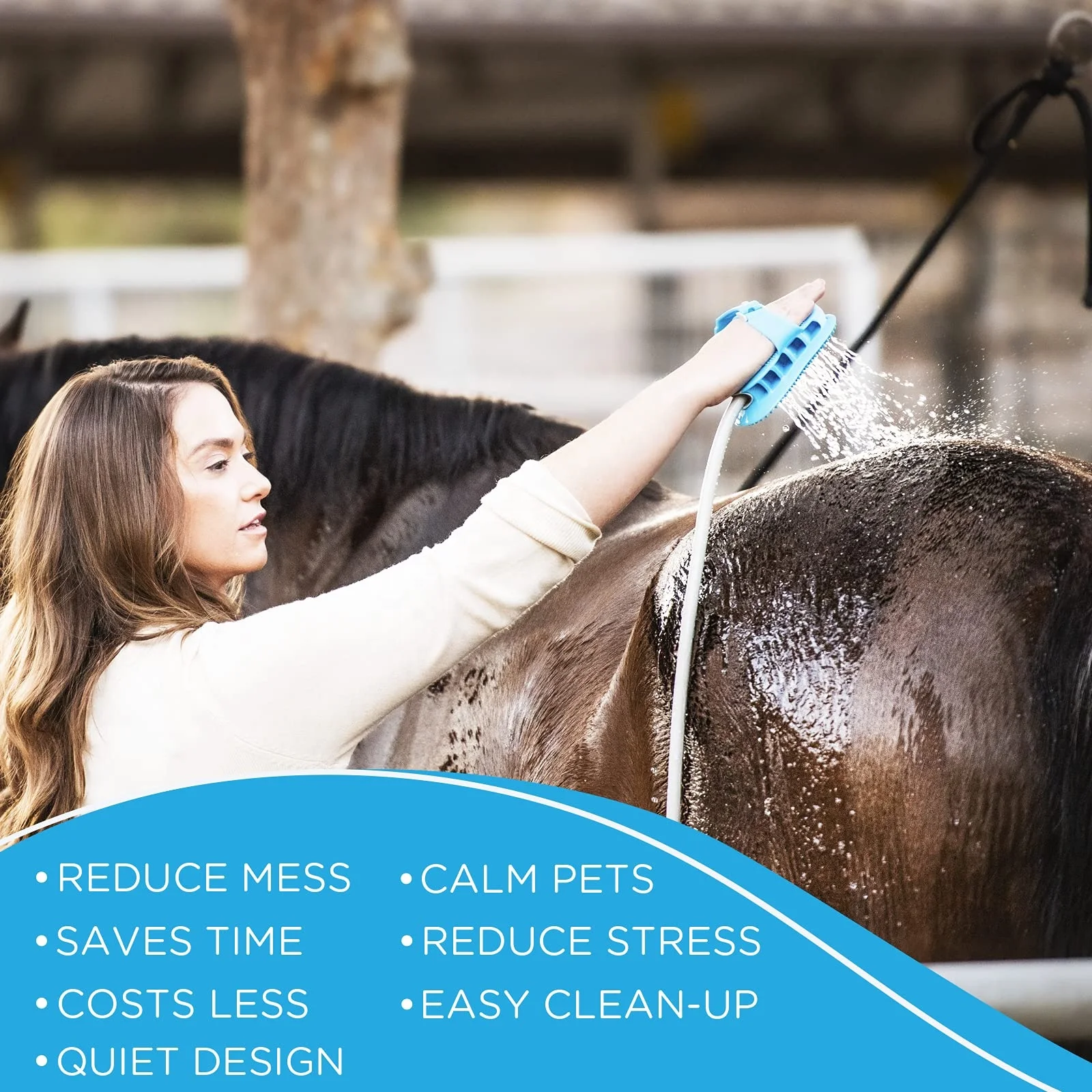 High Quality Multi-function Horse and Dog Grooming Tool, Curry Comb, Sprayer and Scrubber All in One - for Horse and Dog Bathing
