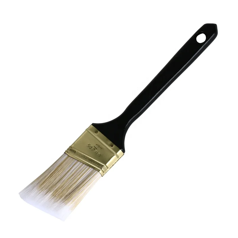 Best Price Angle Sash White And Yellow PET Paint Brush With Black Plastic Handle
