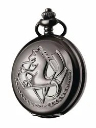New Silver black quartz Anime Fullmetal Alchemist Pocket Watch with Chain Box for Cosplay Accessories Anime Merch