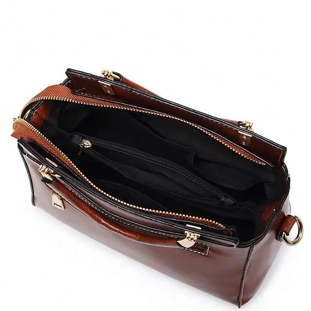 Wholesale office casual tote bags elegant retro shoulder leather handbag