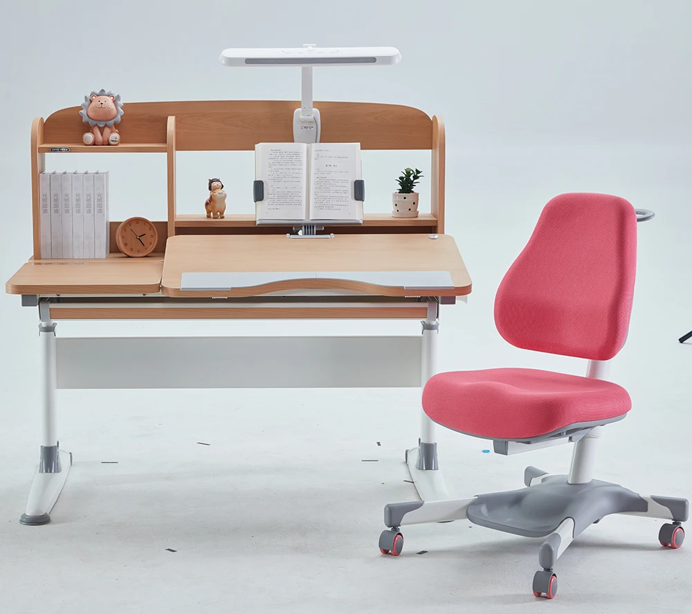 
Pink Color Height Adjustable Ergonomic Educational Kids Children Table And Chair Study Set For Girls study table with storage 