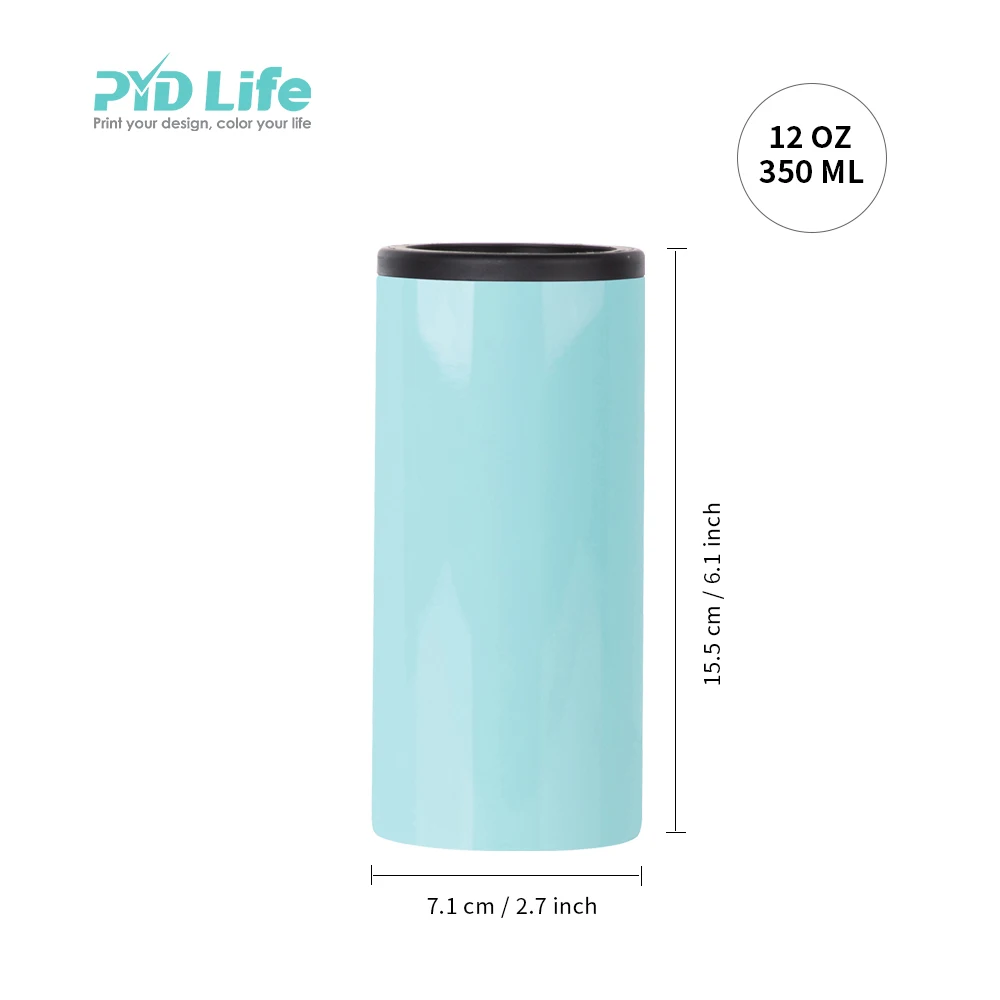 PYD Life Custom Printing 12oz 350 ml 2 in 1 Straw Stainless Steel Sublimation can Cooler Color Tumbler