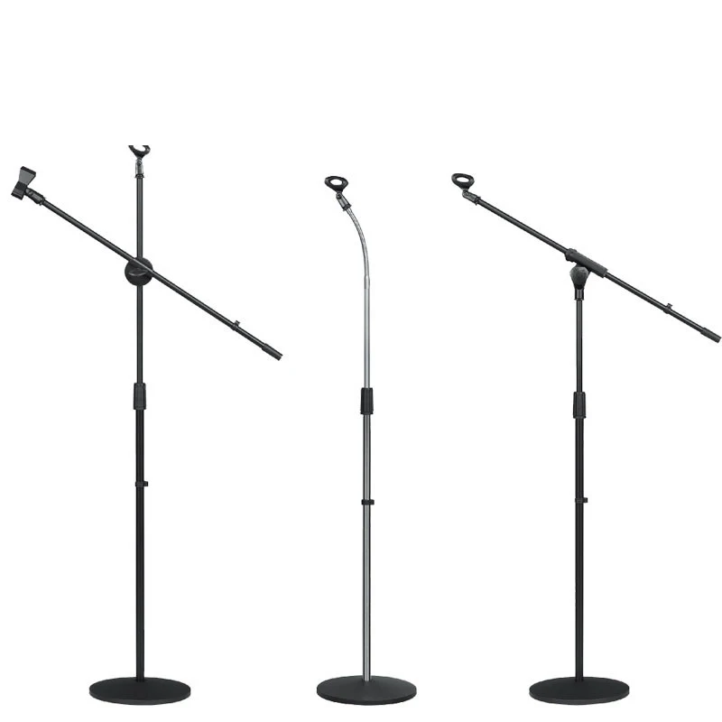 Professional Studio Adjustable Microphone Holder Clip Mike Stand Iron Mic Stand Round Base Microphone Stand