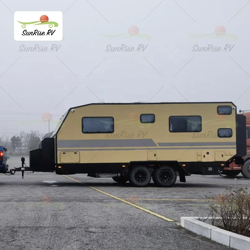 SUNRISE RV Роскошные подходящие туристические прицепы для кемпинга продажи алюминиевые караваны с двумя осями внедорожные Караваны