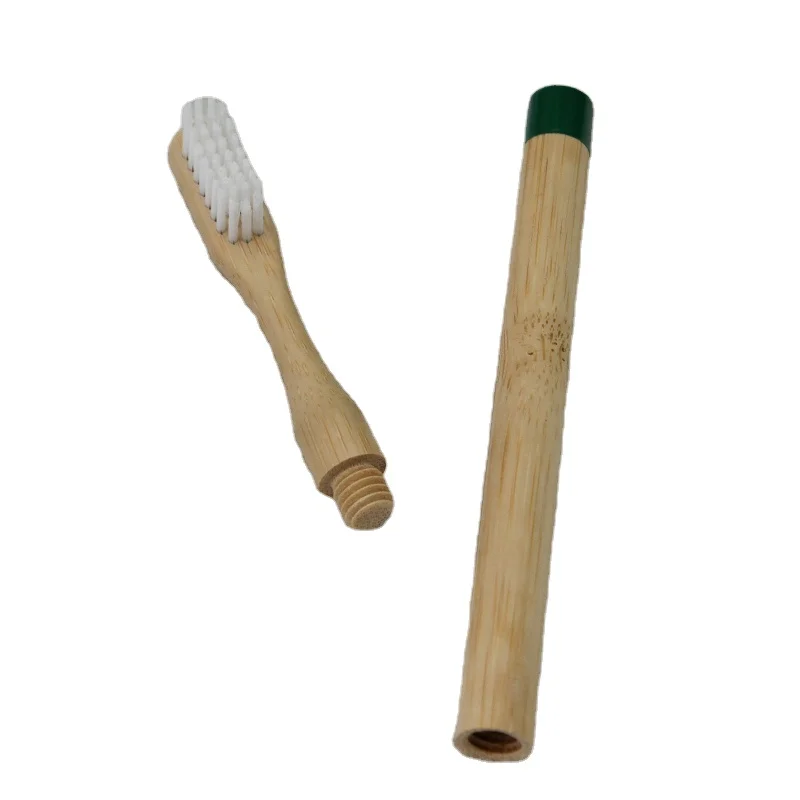 100% bamboo handle changeable head replaceable toothbrush bamboo kids toothbrush natural soft nylon