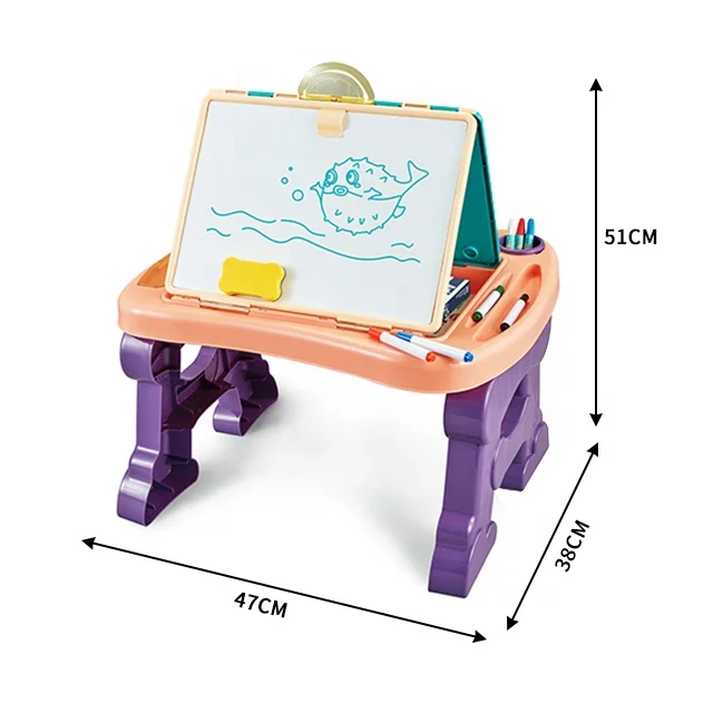 
Multifunction Art Painting Baby 2 In 1 Writing Drawing Black Board Learning Table For Kids 