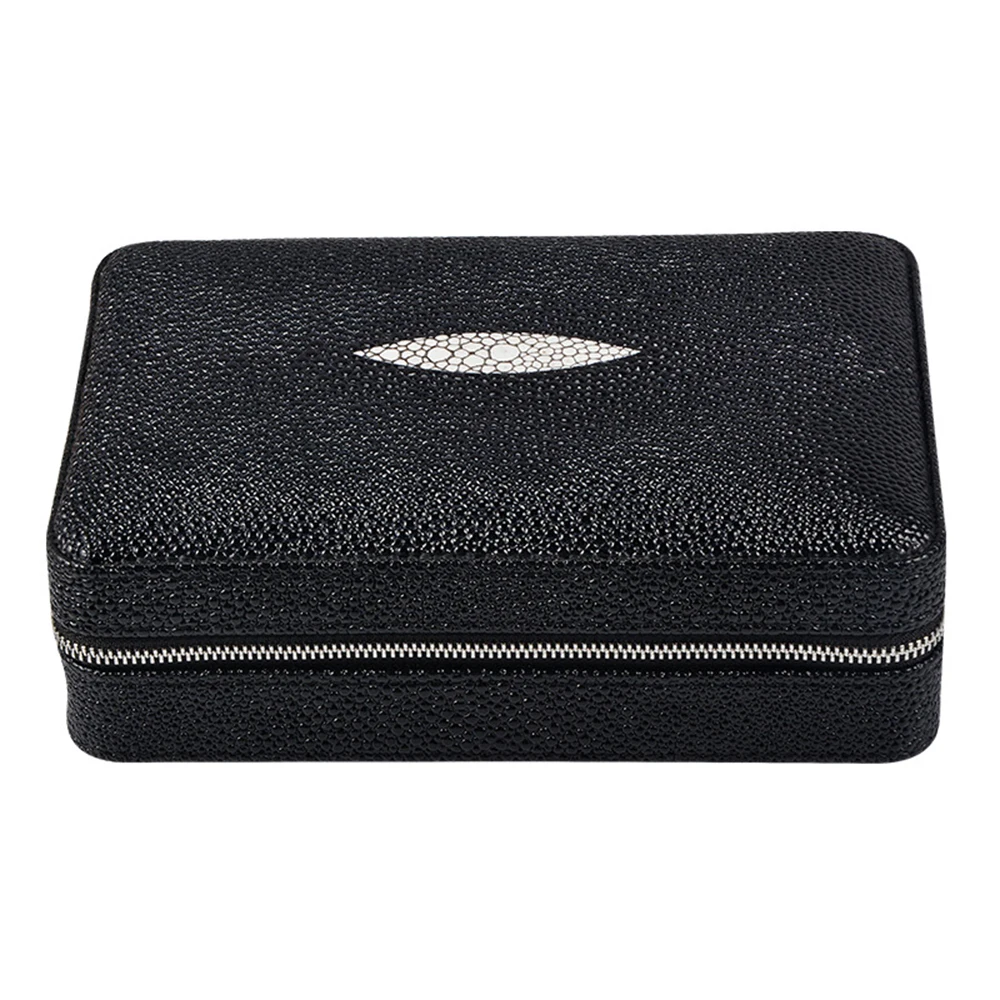 Portable Travel PU Leather Cigar Case with cutter, lighter and tray