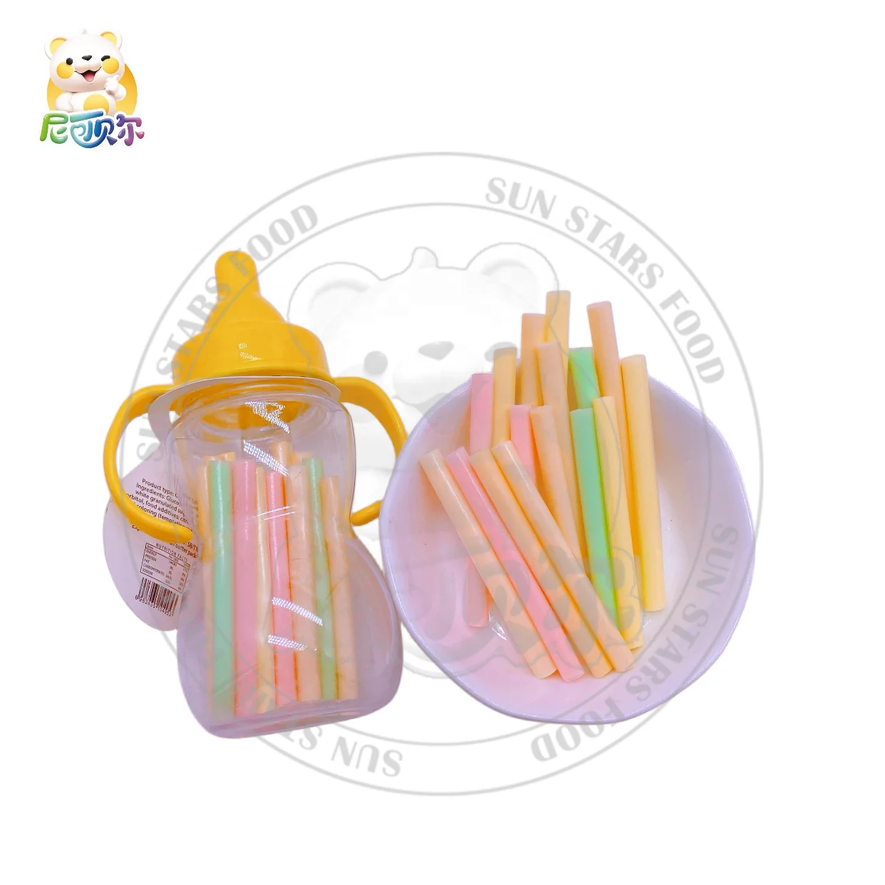 Wholesaler Candy The Big Baby Bottle Hangs Every Flavor Candy CC stick gummie watermelon bubble gum dinosaur egg bubble gum