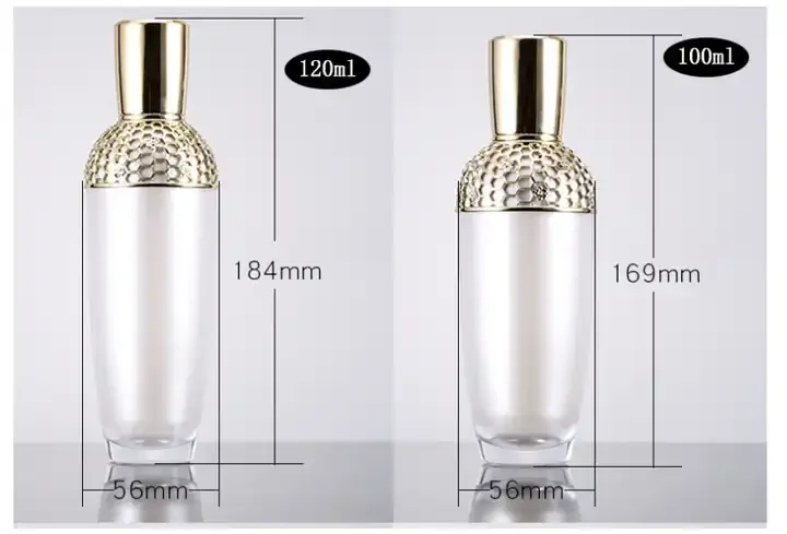 New Recyclable 30g 50g 30ml 50ml 100ml Acrylic Round Shoulder Golden Pearl Cosmetic Packaging Lotion Pump Bottle Cream Jar Set