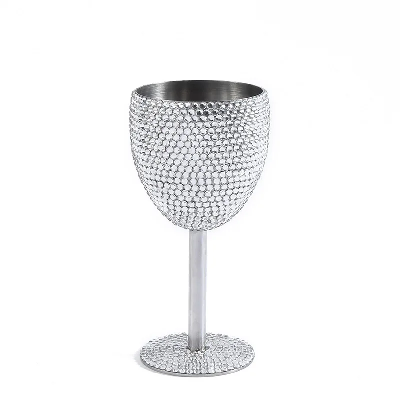 Diamond-studded goblet metal simple style wine glass portable family wine cup customization