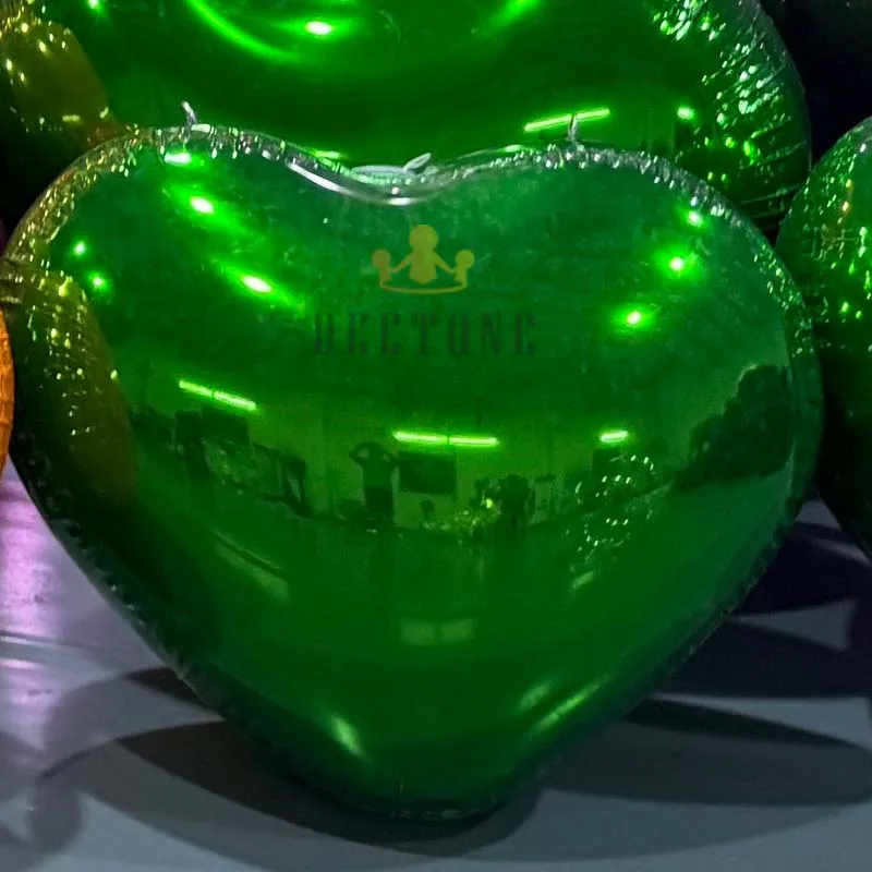 Romantic Valentine Red Pink Shiny PVC Mirror Ball Inflatable Heart-Shaped Mirror Balloon Inflatable Heart Mirror Sphere