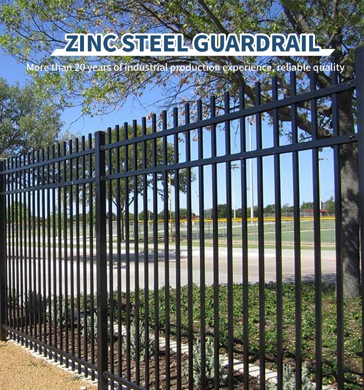 Iron Steel Security Home Garden garrison Fence Decorative Gate Galvanized Coated Waterproof Ornamental Black Metal Aluminum