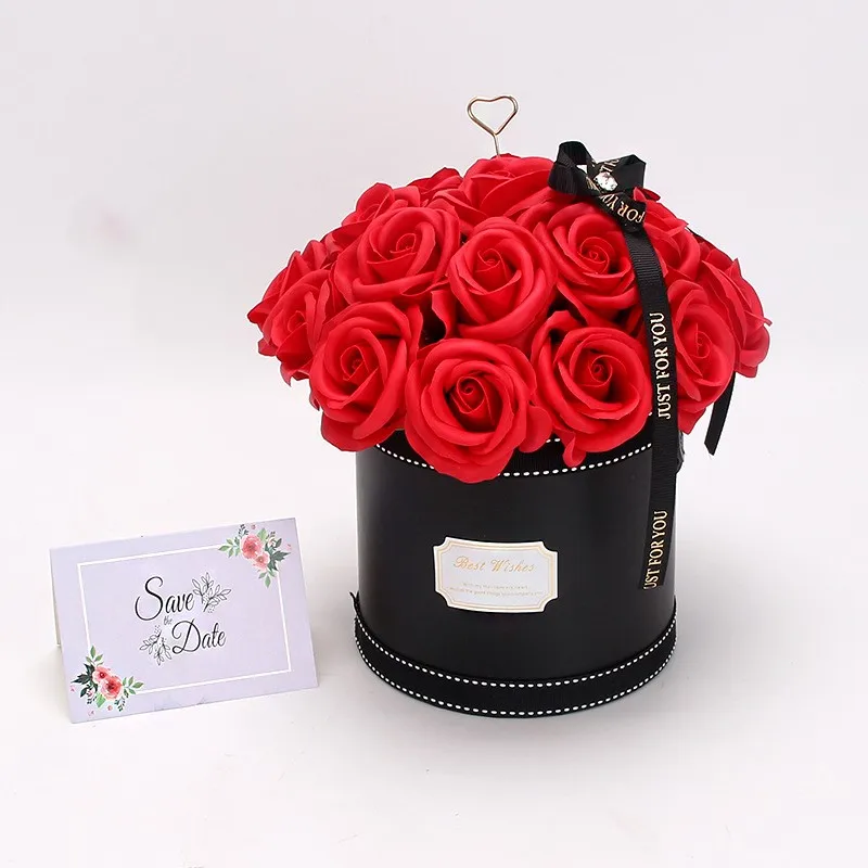 Hot sale flower soap dispenser wholesale artificial flowers Wedding Bouquet eternal rose jewelry box Long Stem Flower