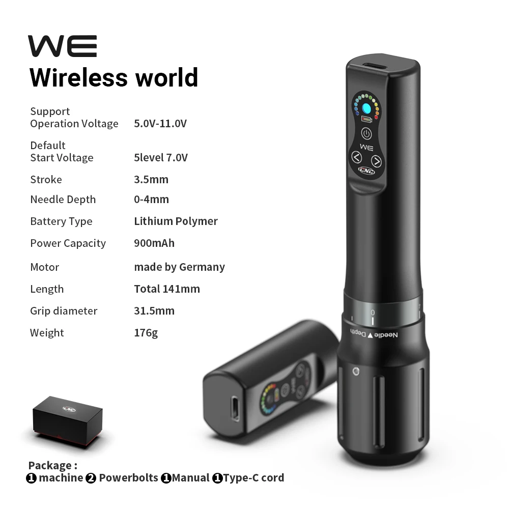 CNC Professional Wireless Tattoo Pen Rotary Tattoo Pen with Dual Batteries for Body Art