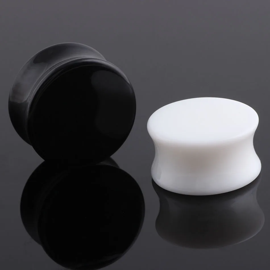 ZESEN Unisex Punk Style Acrylic Ear Studs Solid Black White Body Jewelry Wedding Suitable Ear Piercing Tunnels