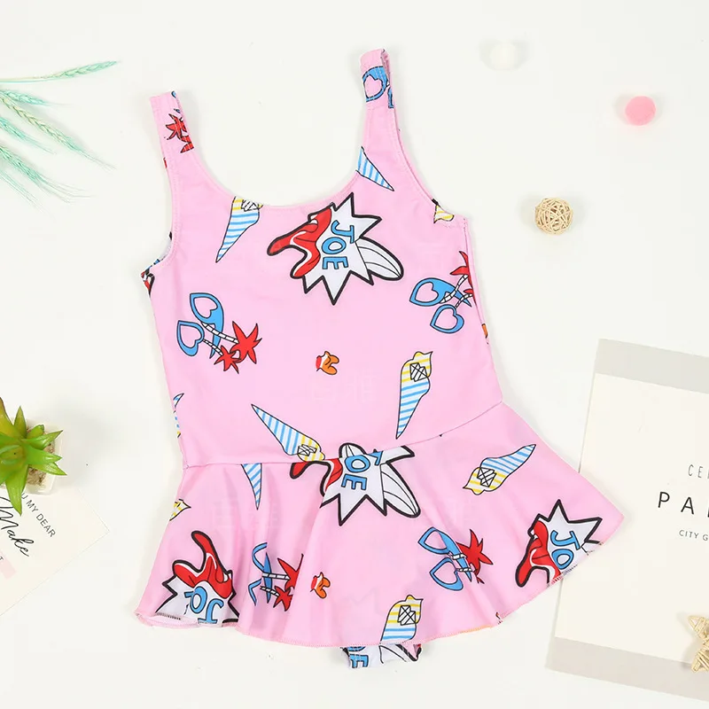 Новый купальник из полиэстера 2020, детский слитный купальник для маленьких, средних и больших девочек
