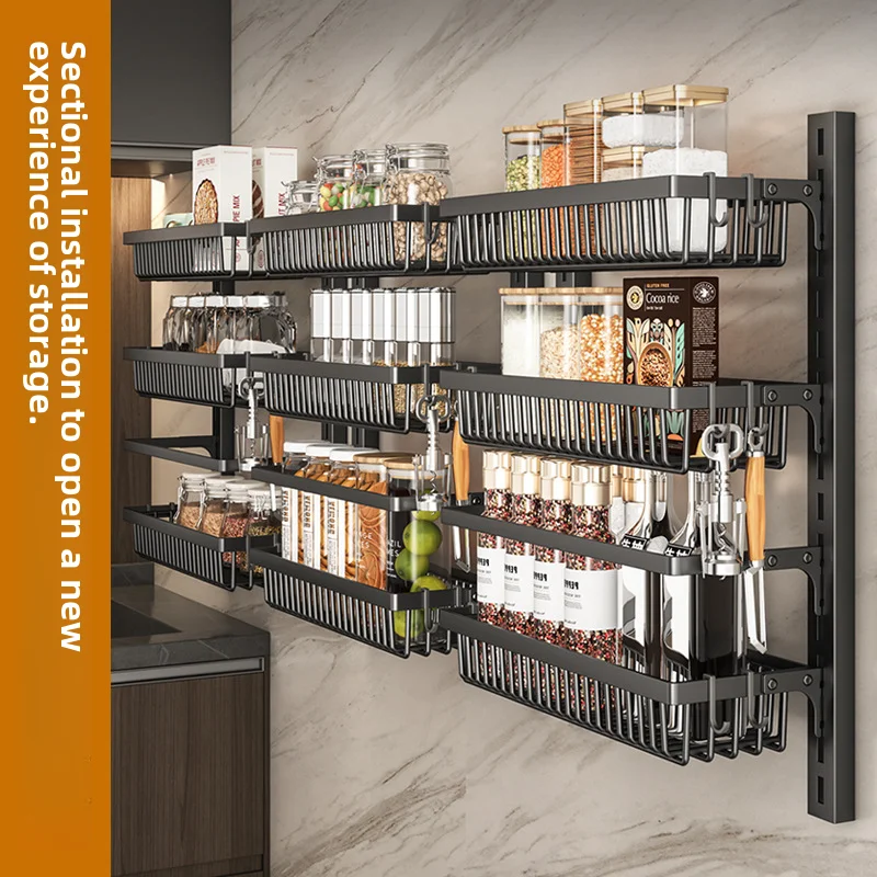 Best Selling Multi-Layer Wall Hanging Kitchen Spice Rack Metal Over the Door Pantry Organizer Storage Rack With Mesh Baskets
