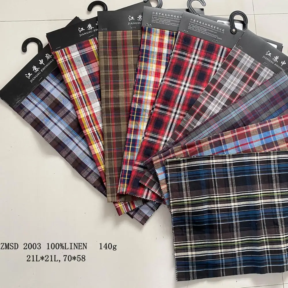 
Japan order of Yarn Dyed Woven 100% Linen plaid apparel fabric home texile fabric 