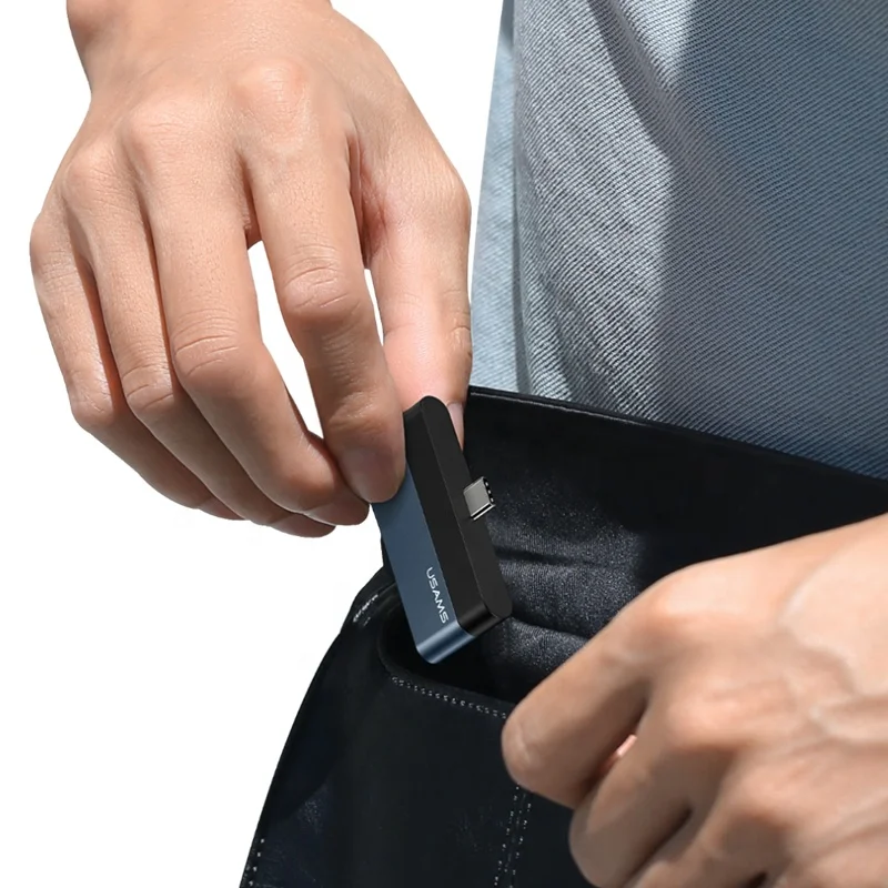 USAMS mini 3 in 1 dual usb mobile phone charger type c to usb 3.0 power laptop adapters