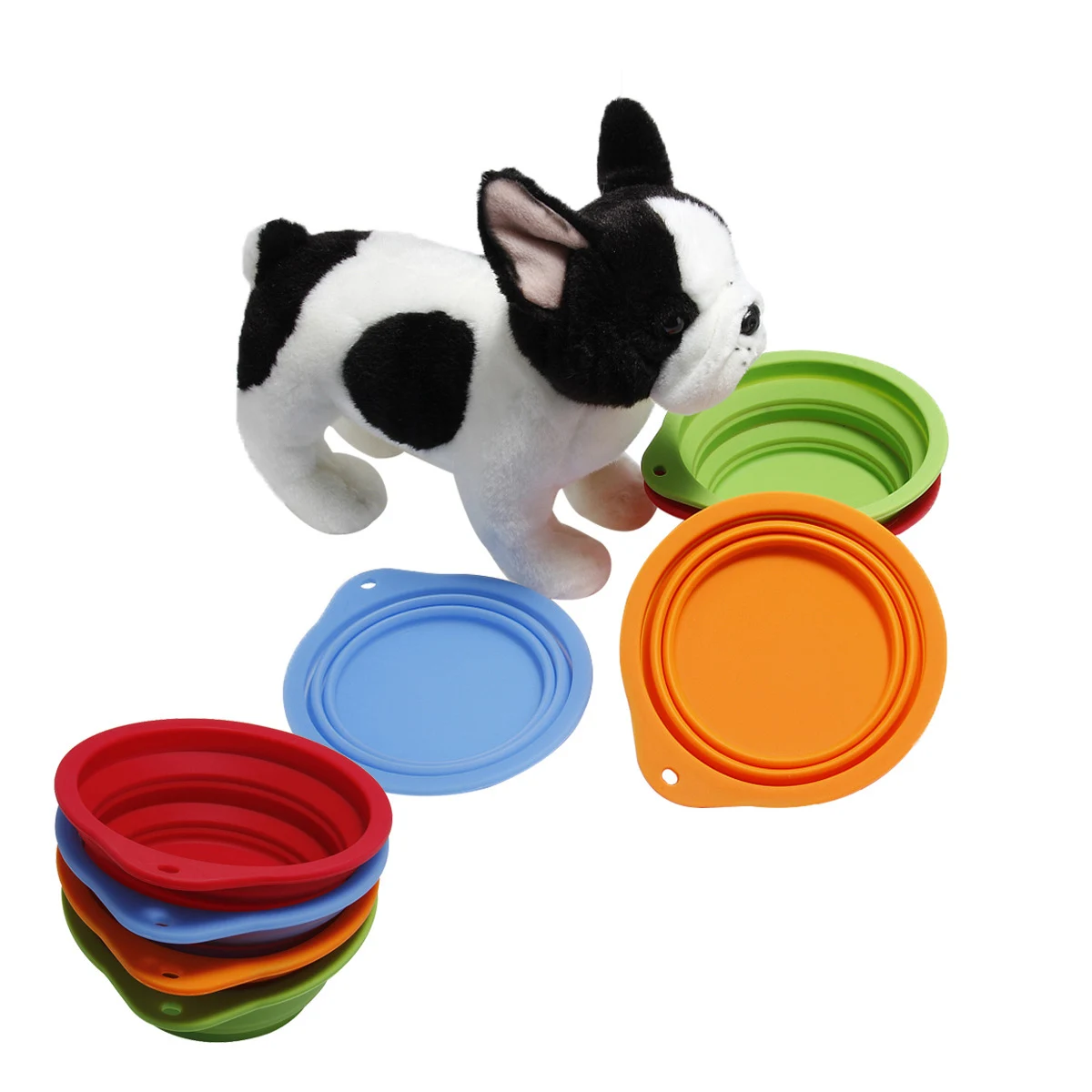 modern luxury blank four layers design silicone pet puppy dog milk water bowl foldable single ear little cat food slow feeder