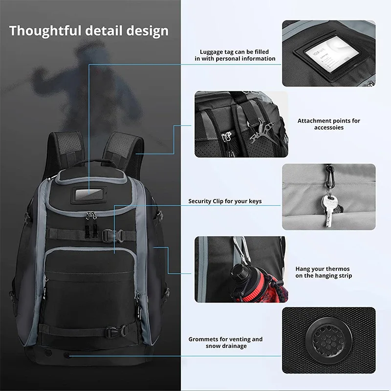 Large capacity Waterproof ski boot backpack Durable multi-functional travel luggage equipment bag