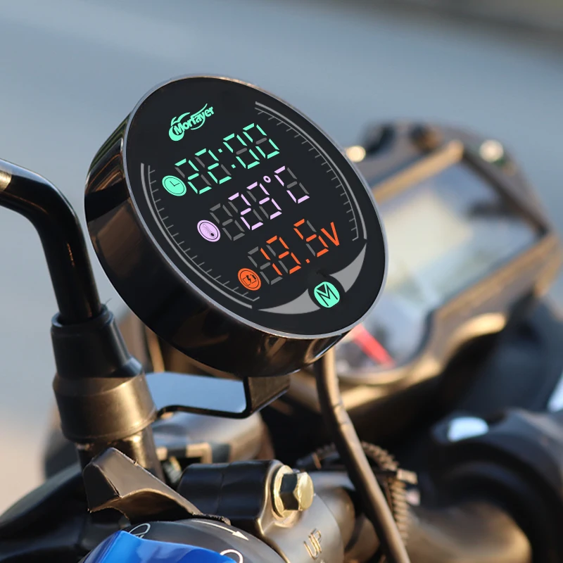 Waterproof LED Night Vision Motorcycle Meter Display Time Temperature Voltage