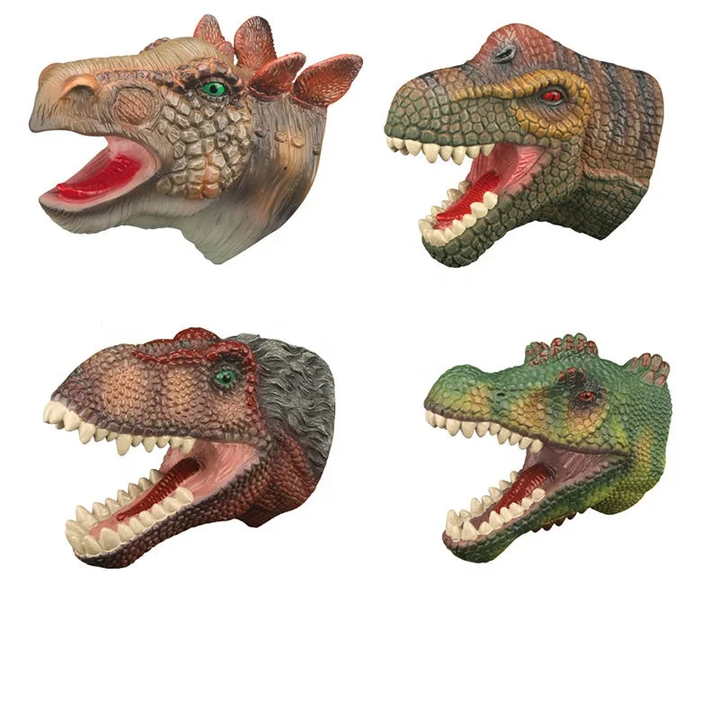 Hot Selling Soft Rubber Realistic Dinosaur Hand Puppet Kids Role Playing Toys Hand Puppets Set Product For Kids And Adult
