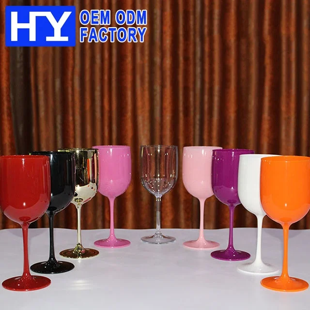 
Hot sale Party Cheap Reusable Color Plastic Red Wine Glass 