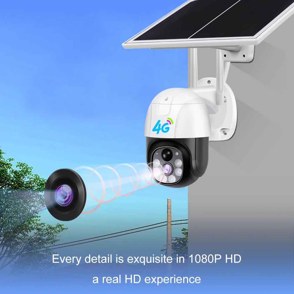 V380 4G/WiFi 2MP Camera Outdoor Waterproof IP66 1080P Solar Cam CCTV 4G IP PTZ Home Security Protection Camera
