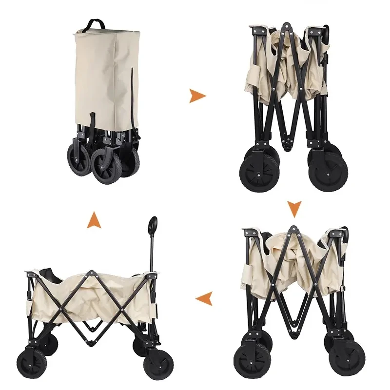 Foldable Beach Trolley Utility Camping Metal Garden Hand Cart Portable Folding Outdoor Wagon Trolley