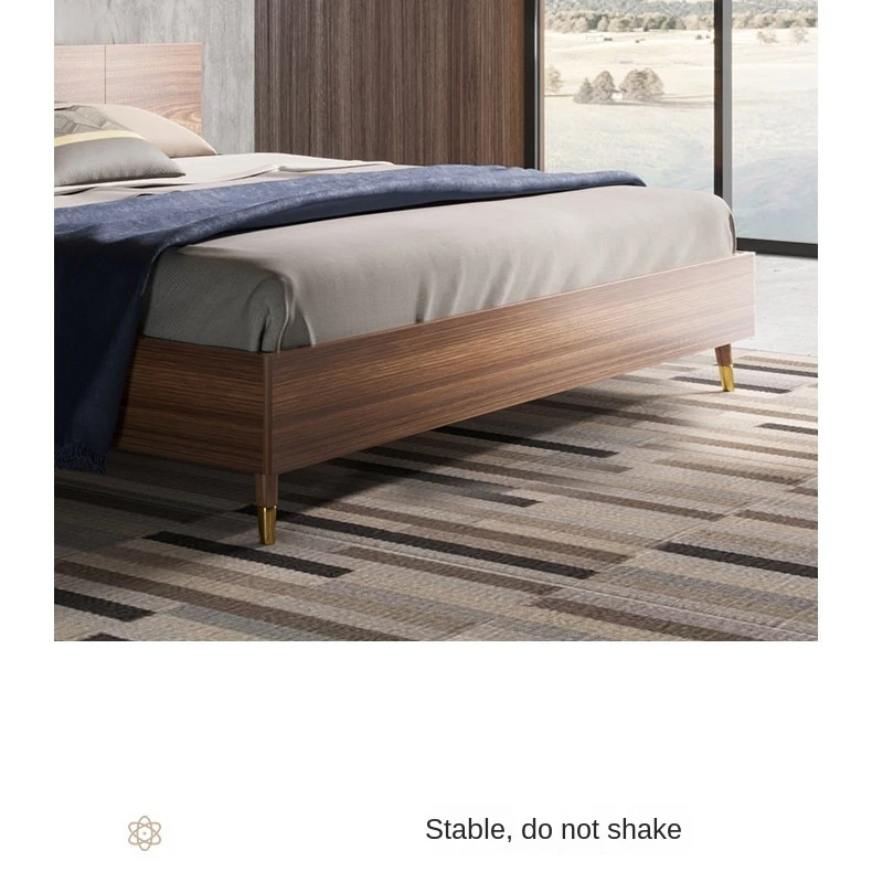 Easyme Modern and simple single wooden bed double wooden bed master bedroom king-size solid wood bed
