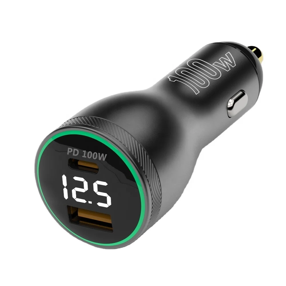 100W Car Charger Dual Port USB Type C Quick Charger White LED Display PPS QC PD 3.0 Laptop Phone Charger For iPhone 13 12 Xiaomi