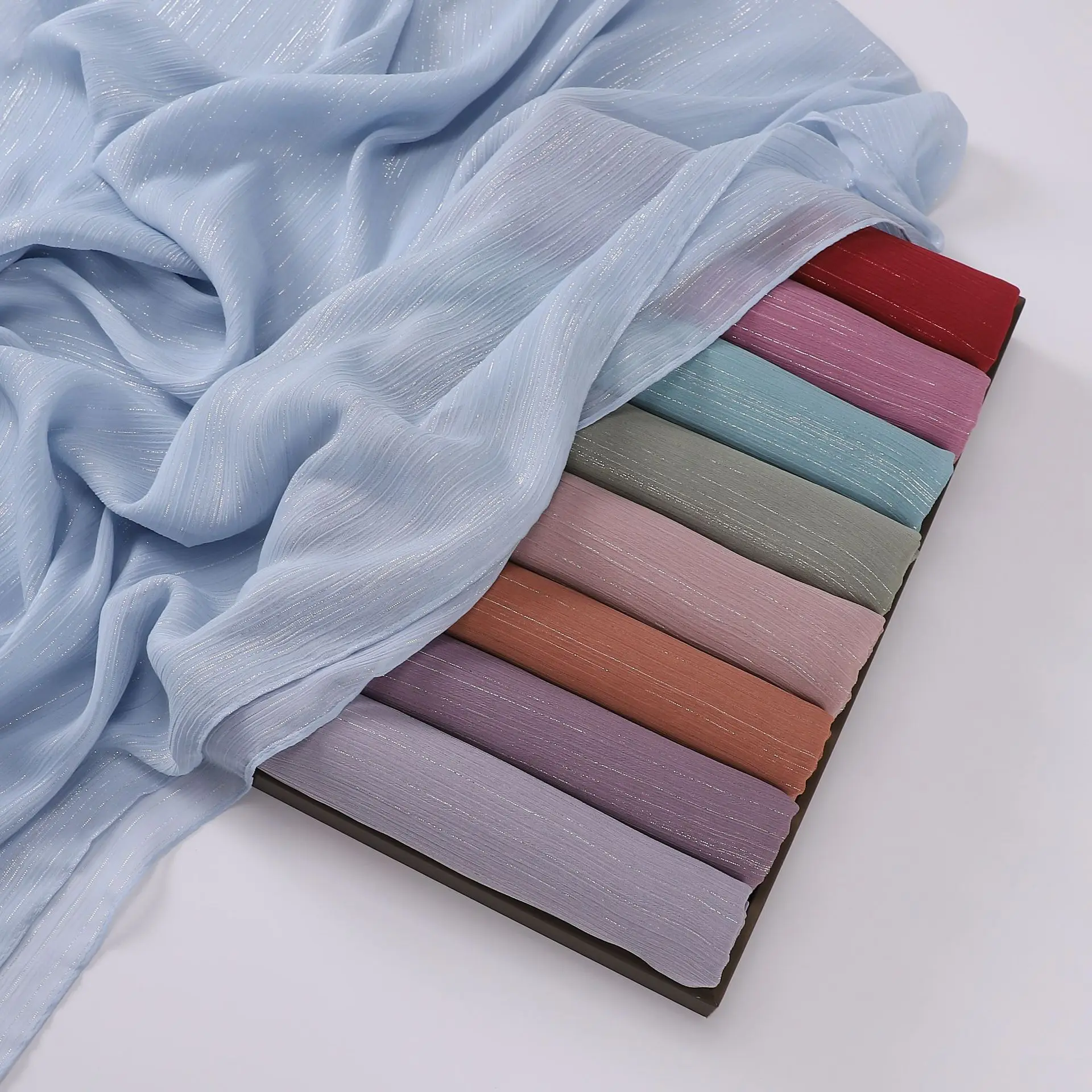 New chiffon silver silk pleated long scarf Hui gauze scarf Middle East Africa headscarf variety DIY