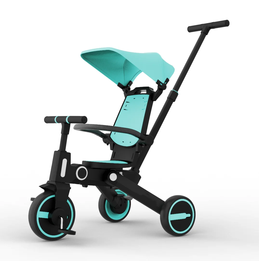 Kids Tricycle 360 degree reversible seat Baby Push Trike Kids Trike with Sun Canopy, Parent Handle, Footrest