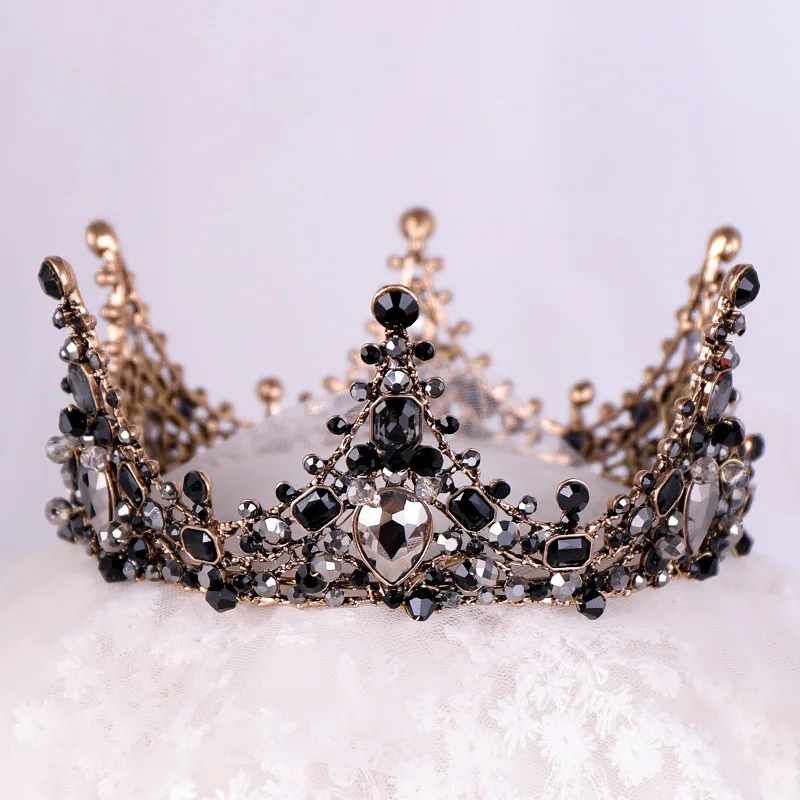 Hot Sale Baroque Rhinestone Full Circle Crown Women Wedding Bride Birthday Cake Crown