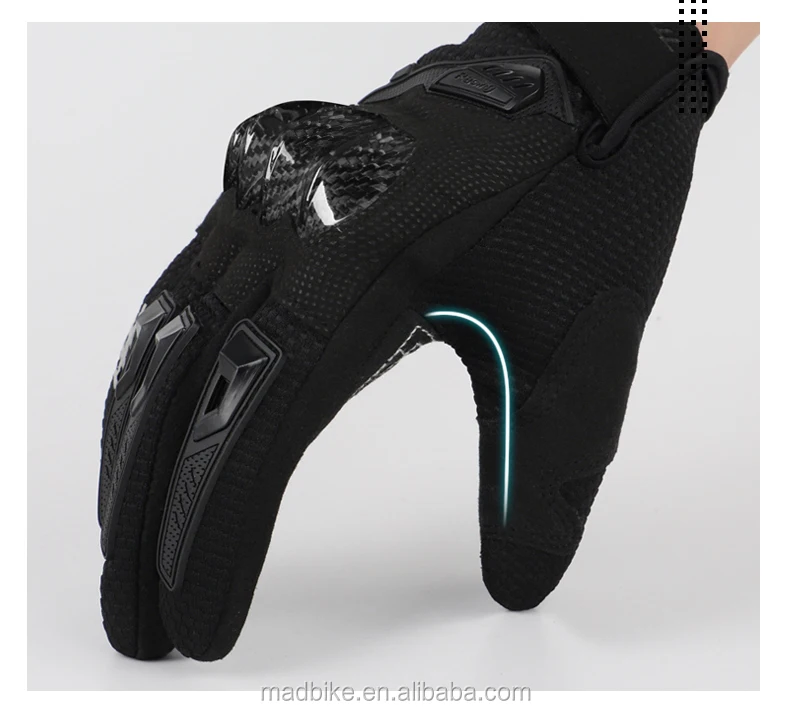Motorcycle Motorbike motocross Anti Fall Carbon Fiber Knuckle pvc finger Joints Protection Touch Screen blue racing gloves