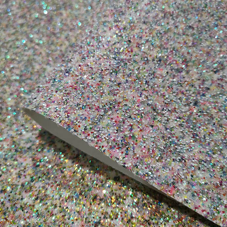 New Design Colorful Grade 3 Glitter Chunky Mixed Color Sequin Hexagons Faux leather fabric