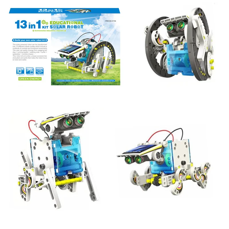 Assembling education 13-in-1 stem solar robot kit toys diy building science stem solar robot kit 13 in 1 solar robot toy