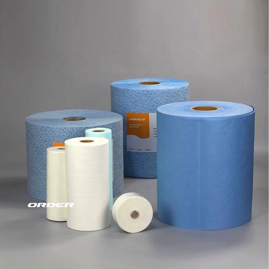 Factory Custom Creped wood pulp laminated spunlace nonwoven replacement of dupont clean wiper cleaning wipes