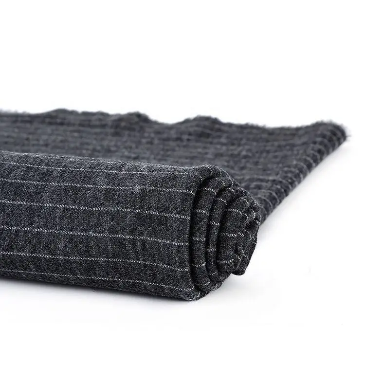 Custom yarn dyed garment materials polyester rayon spandex suits pinstripe knit clothing fabric for leisure pants