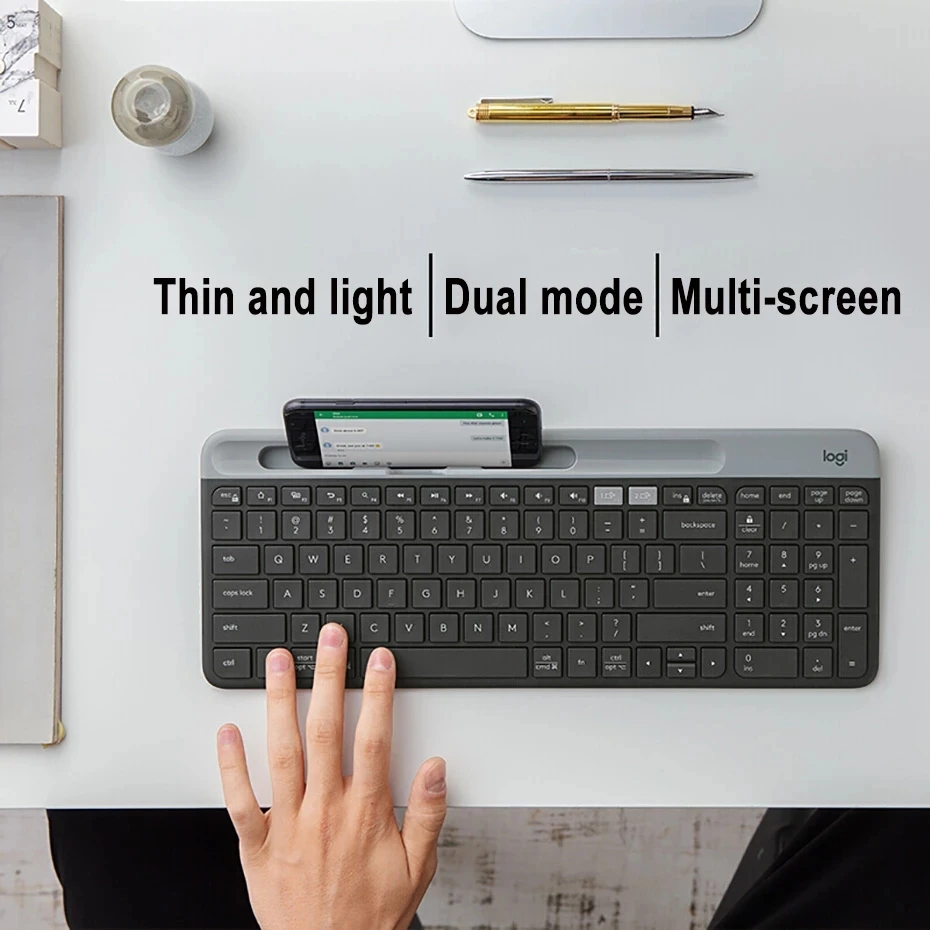 Logitech K580 Wireless Bluetooth Keyboard Ultra-thin Dual Mode Multi-Device Silent Keyboard For Cell Phone Computer Tablet