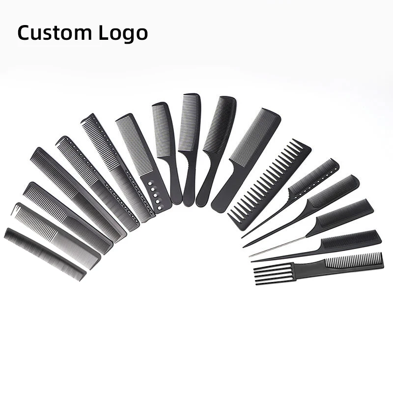 Wholesale High Quality Salon Barber Hairdressing 17 pcs Massage Variety Gears Carbon fiber Hair Comb Set