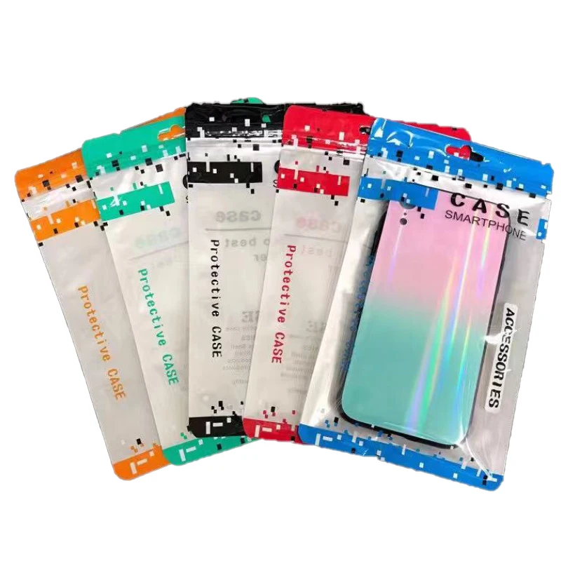 Customized Soy Ink Printed Mobile Phone Case Cover Plastic Ziplock Zip Lock Bag USB Cables Packaging Pouch Zipper Plastic Bag