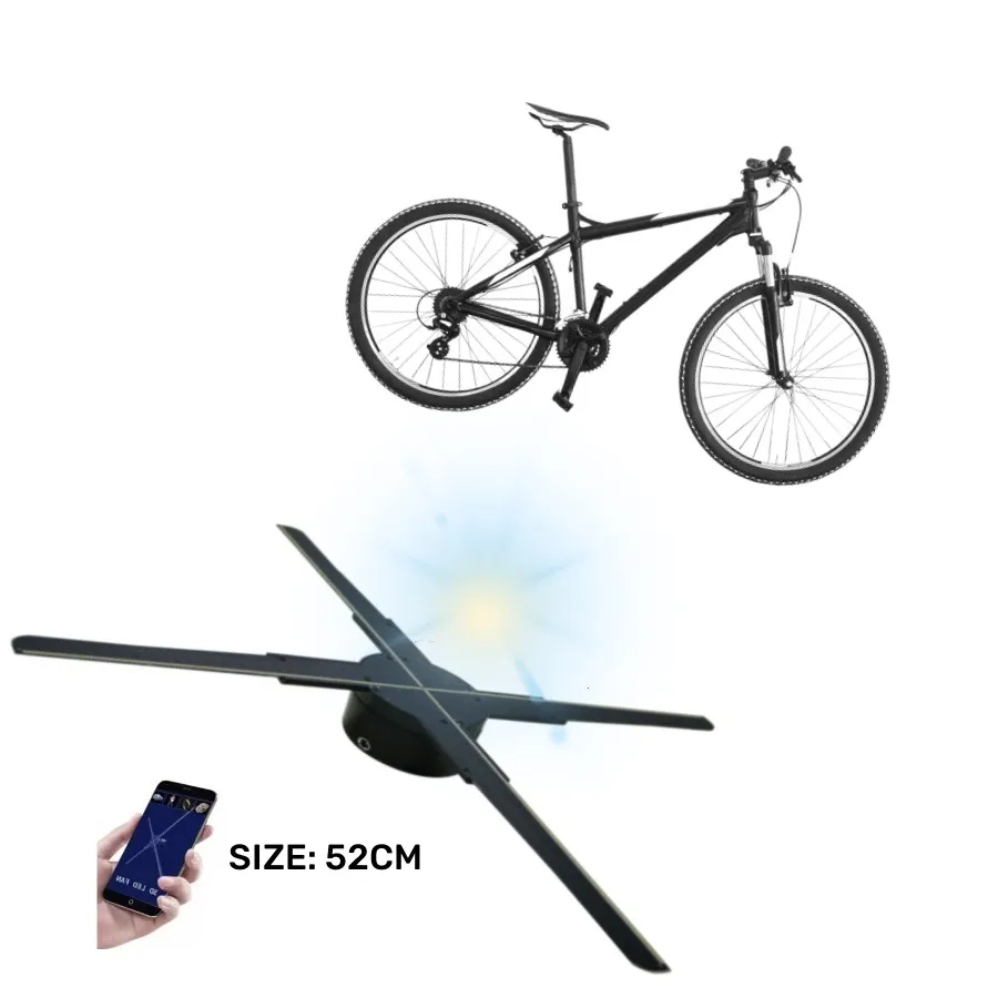 Good Bicycle shop Advertising Machine 3d hologram projector 52cm 4 blades 3d Holographic Display Wifi Connected 3D hologram fan