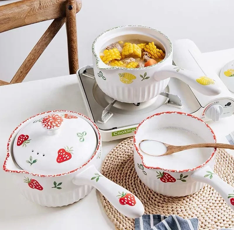 Ceramic Round  Dish Casserole Clay Pot Earthen Pot Ceramic Cookware With Lid Heat Resistant baker pot ceramic bakeware